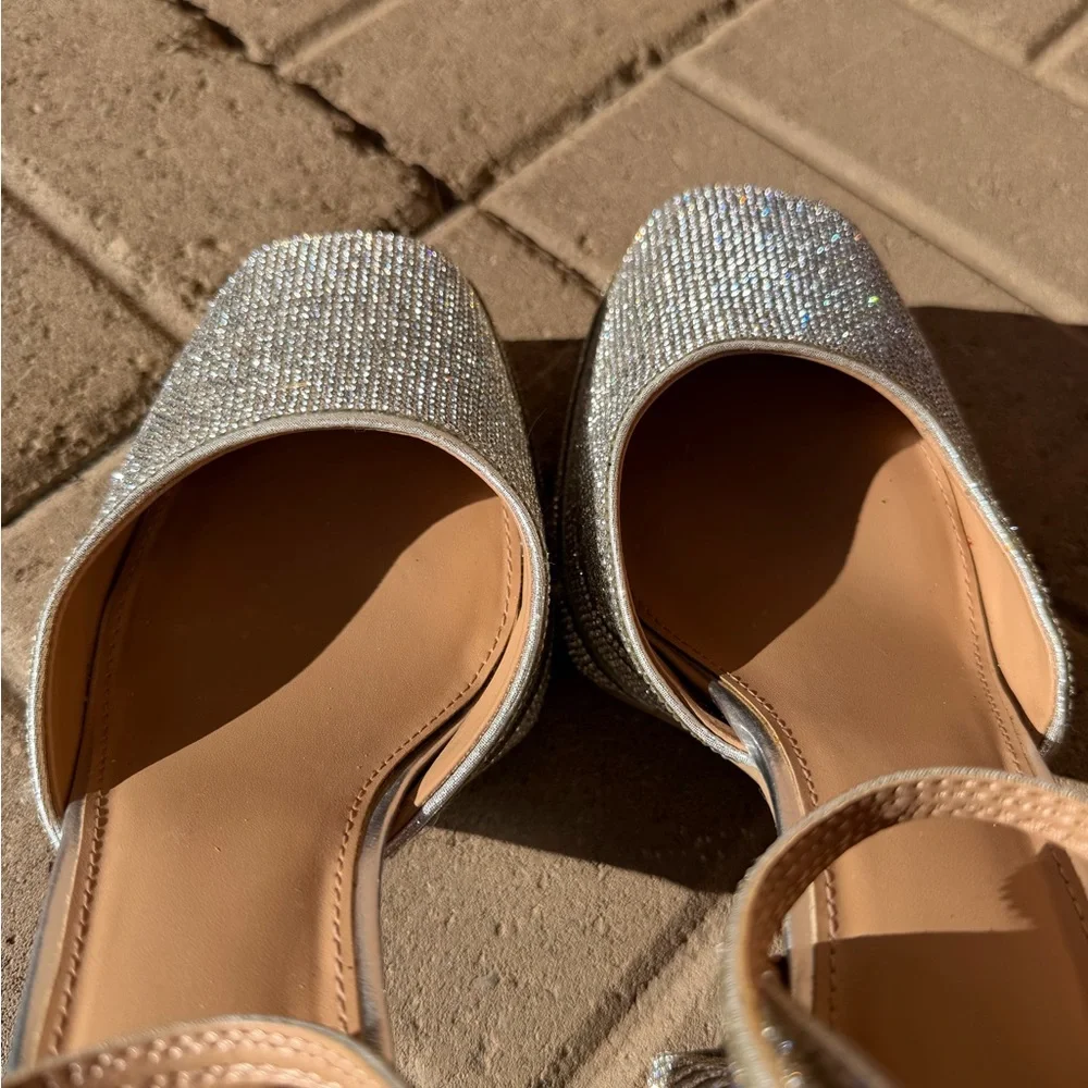 wild fable Silver Rhinestone Platform Heels